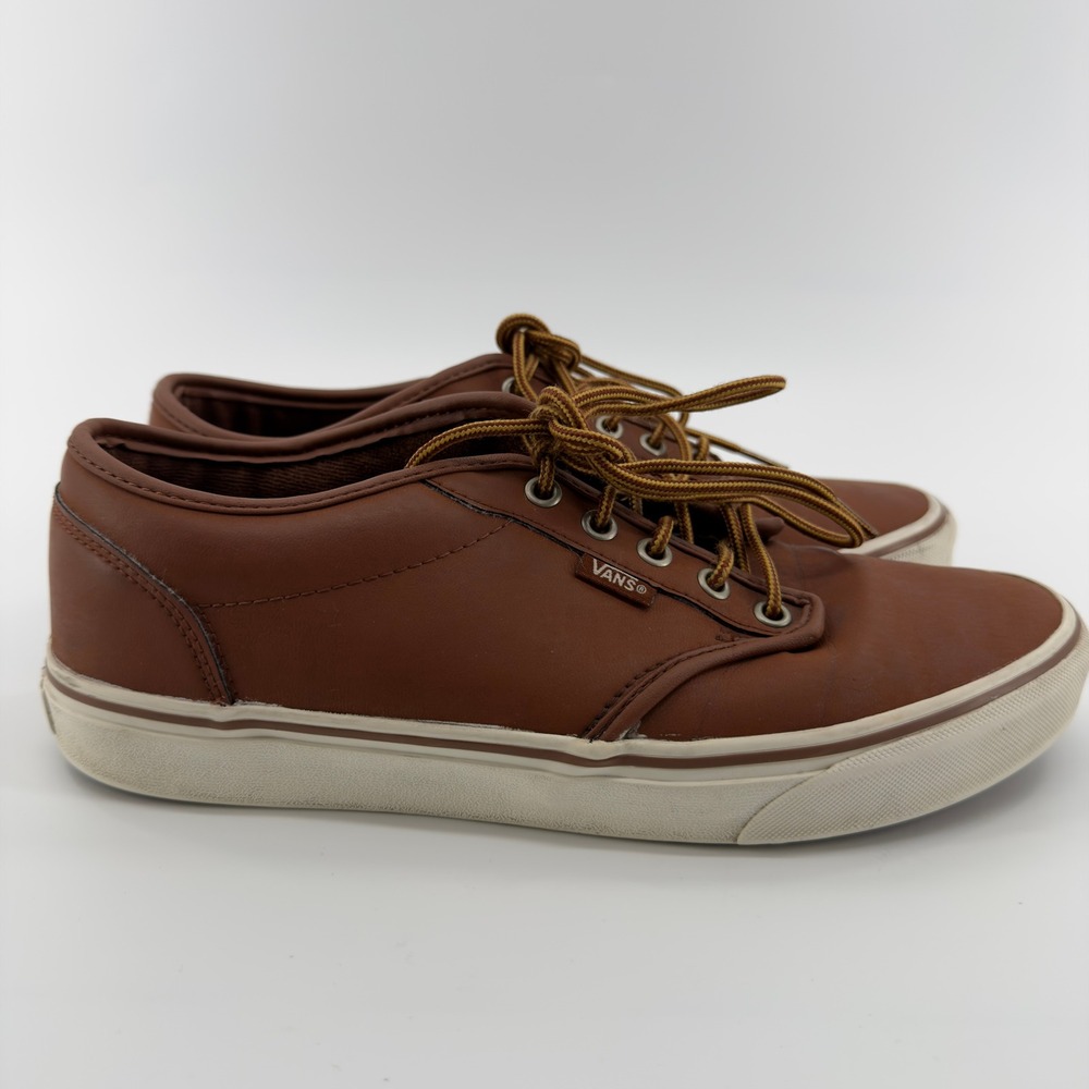 Vans Atwood Low Brown Leather Skate Sneakers Mens 9.5